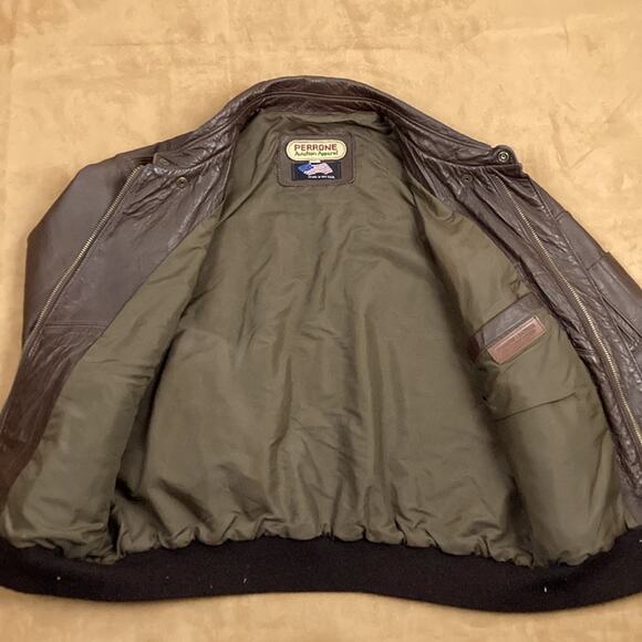 Vintage Perrone Aviation Apparel Leather A-2 Flight Bomber Jacket Size 44 - Picture 3 of 15